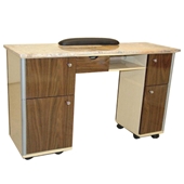 Nail Table Brown Wood Color (Marble Top Grey)